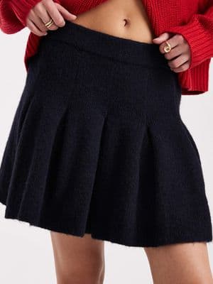 Miss Selfridge pleated knit mini skirt