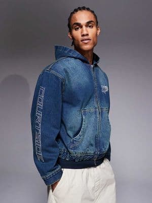 Courtside oversized hooded denim jacket