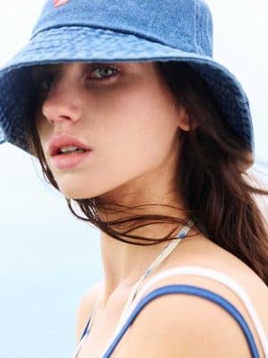 Pull&Bear Embroidered denim bucket hat