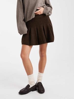 Miss Selfridge pleated knit mini skirt