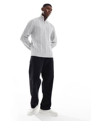 JJ Rebel cable knit 1/4 zip sweater