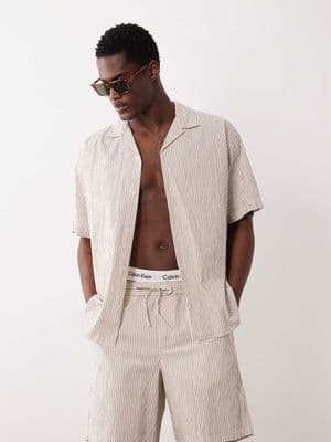 Jack & Jones camp collar seersucker shirt