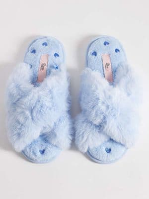 Boux Avenue cross band fluffy slippers