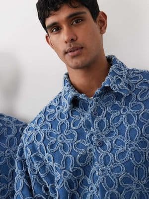 Sister Jane Unisex Fleur oversized denim shirt