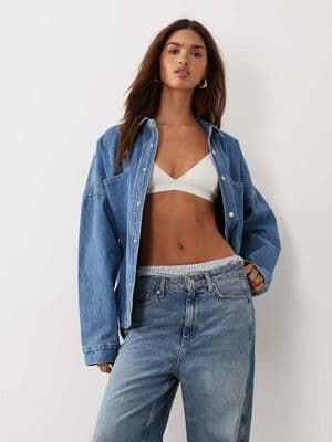 BRONZE SNAKE dropped shoulders long sleeve denim shirt