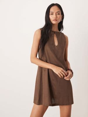 ASOS DESIGN slash neck keyhole mini sundress