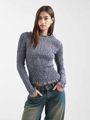 Daisy Street long sleeve shirred top