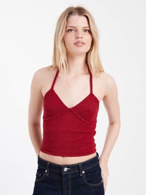 Cotton On sparkle knit halter neck top