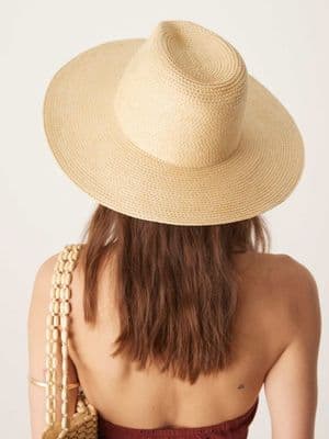 My Accessories wide brown straw fedora hat