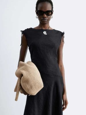 & Other Stories pure linen asymmetric midi dress