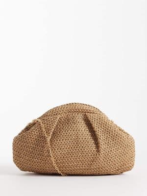 Glamorous straw pillow clutch bag