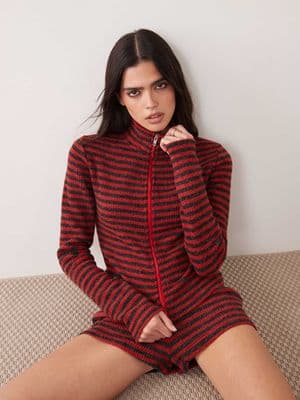 Lioness Apex knit funnel neck zip up sweater