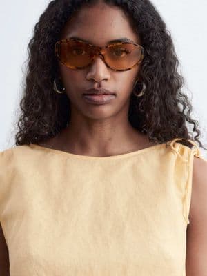& Other Stories pure linen asymmetric midi dress
