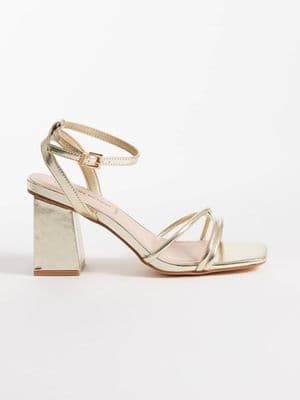 London Rebel Ash strappy mid block heeled sandals