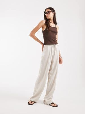 Vero Moda Tall linen touch wide leg pants