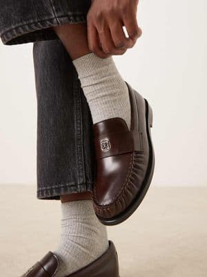 Calvin Klein Jeans hardware leather round loafers