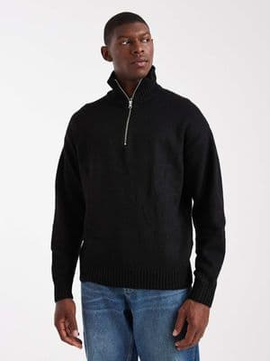 Jack & Jones fluffy quarter zip sweater