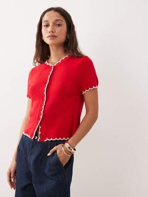 Miss Selfridge short sleeve blanket stitch cardigan