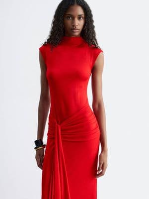 & Other Stories sleeveless tie waist midi dress bright red