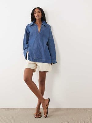 ARKET long sleeve denim sailor shirt