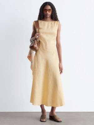 & Other Stories pure linen asymmetric midi dress