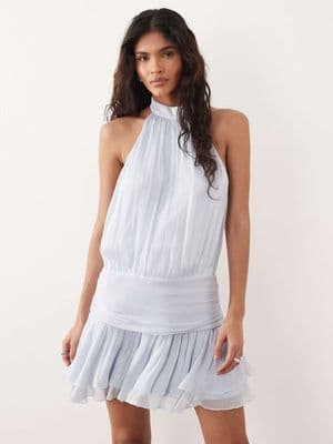 Gina Tricot halter neck frill mini dress
