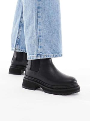 London Rebel Wide Fit Emma chunky chelsea boots