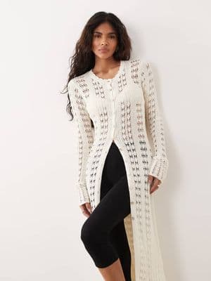 Gina Tricot knit crochet knit long cardigan dress