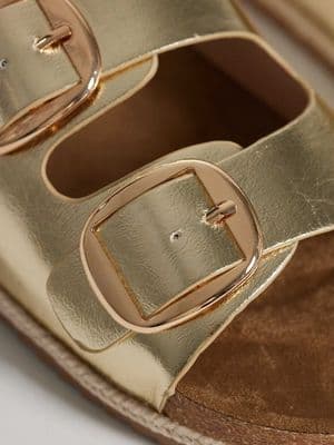 South Beach double buckle espadrille sandals