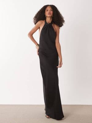 JDY halter neck satin maxi dress