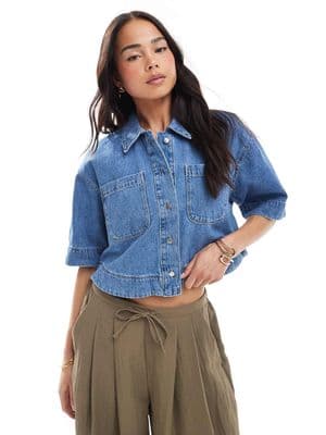 ONLY boxy cropped denim shirt