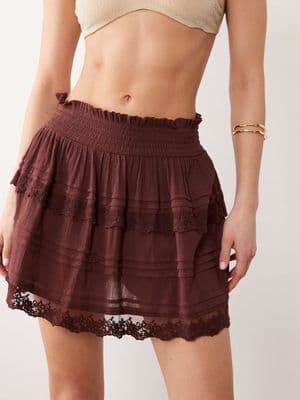 Miss Selfridge beach cheesecloth lace skort
