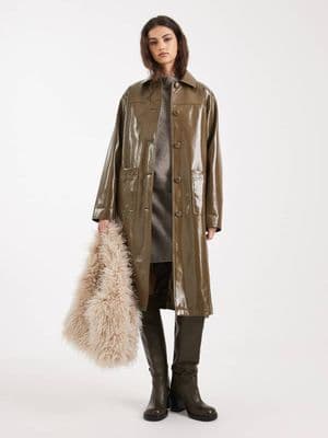 Miss Selfridge vinyl faux leather trench