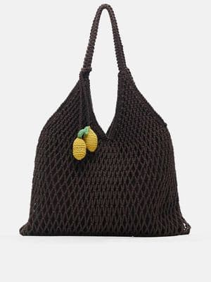 Pull&Bear Embellished macramé tote bag