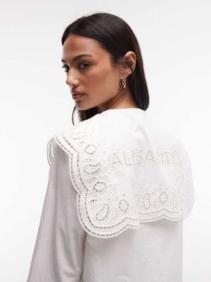 AllSaints Marie long sleeve broderie lace shirt