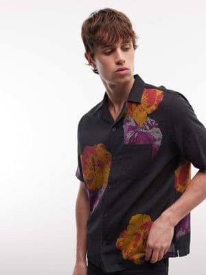 AllSaints Nouvelle short sleeve linen blend floral shirt