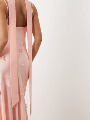 Gina Tricot 3D floral cowl neck sheer maxi dress