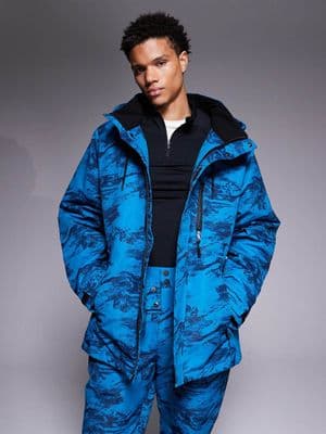 Threadbare zip through ski jacket