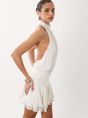 Gina Tricot halter neck frill mini dress