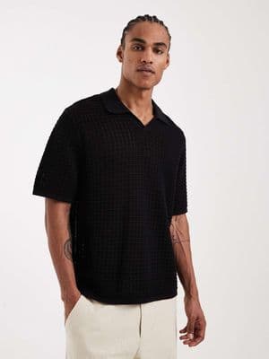Jack & Jones split neck knit polo shirt
