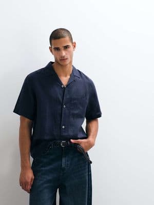 ARKET pure linen short sleeve resort shirt