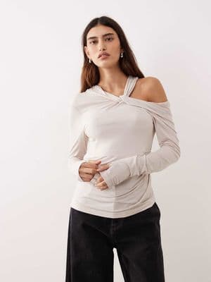 ARRANGE jersey twist neck long sleeve top