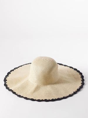 South Beach whip stitch wide brim floppy hat
