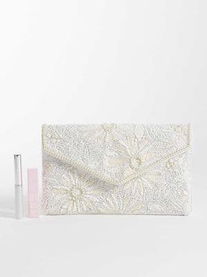 True Decadence flower pattern embellished envelope clutch bag
