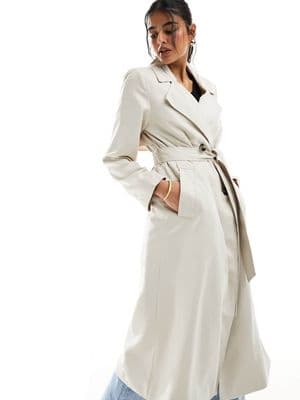 Pieces belted trench coat