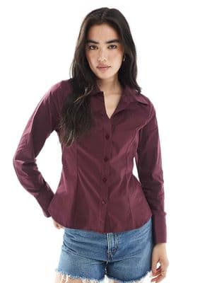 Miss Selfridge poplin fitted shirt
