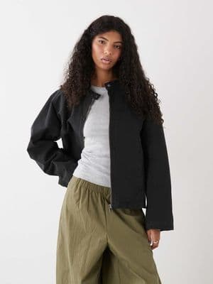 Weekday washed canvas zip up jacket