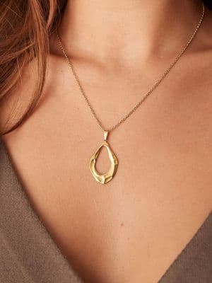 Lost Souls stainless steel 18ct gold plated statement molten pendant necklace
