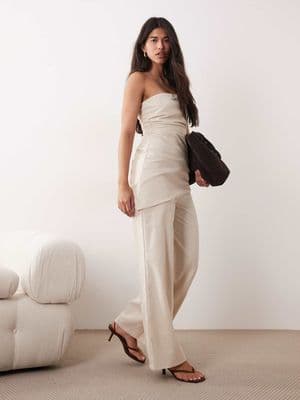 Kaiia exclusive linen blend wide leg pants