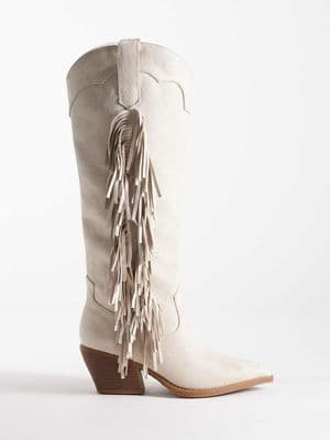 Glamorous western fringe knee boots